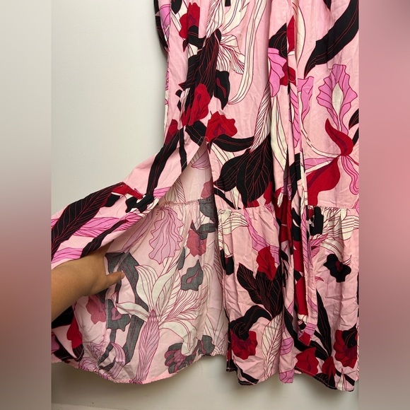 ELoquii Maxi Dress Plus Size 16 Women Floral Tiered Half Sleeve Slit  Hem - Picture 5 of 10